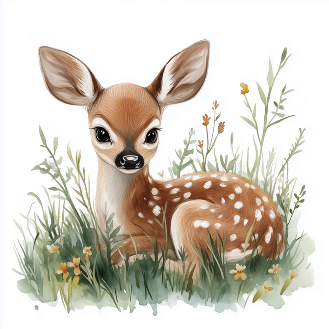 deer standing in tall grass fabric panel