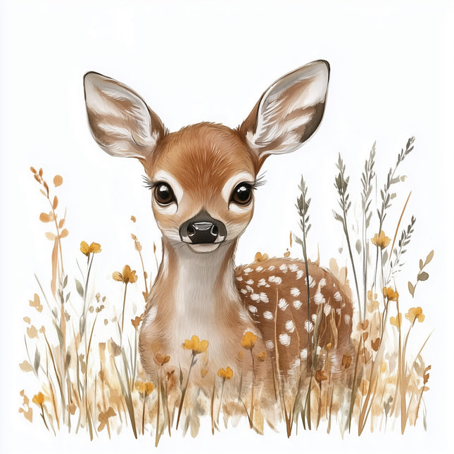 deer standing in tall grass fabric panel
