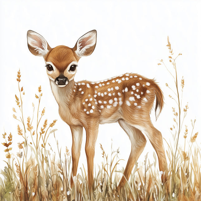 deer standing in tall grass fabric panel