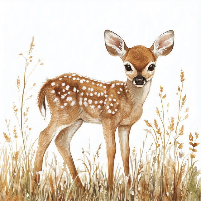 deer standing in tall grass fabric panel