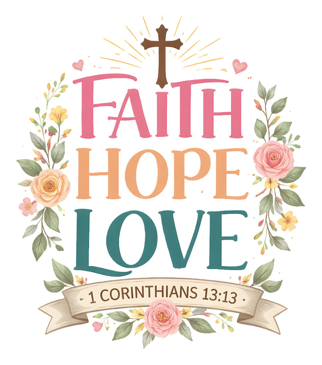 faith hope love fabric panel