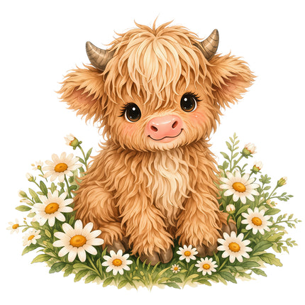 baby highland cow quilt block