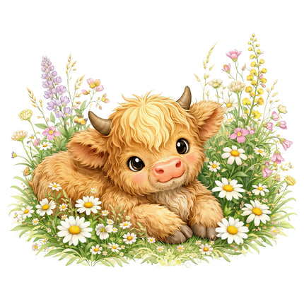 baby highland cow quilt block