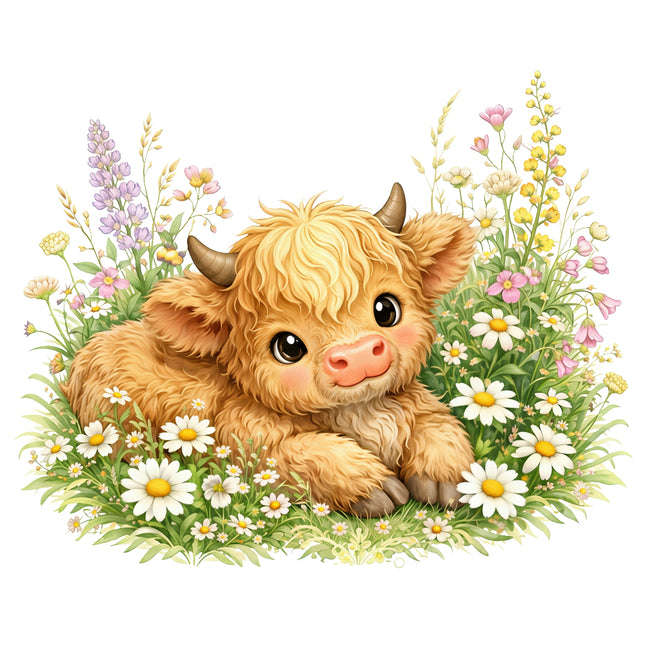 baby highland cow quilt block