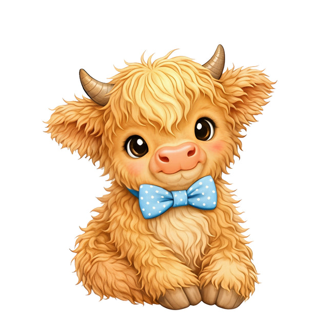 baby highland cow fabric panel