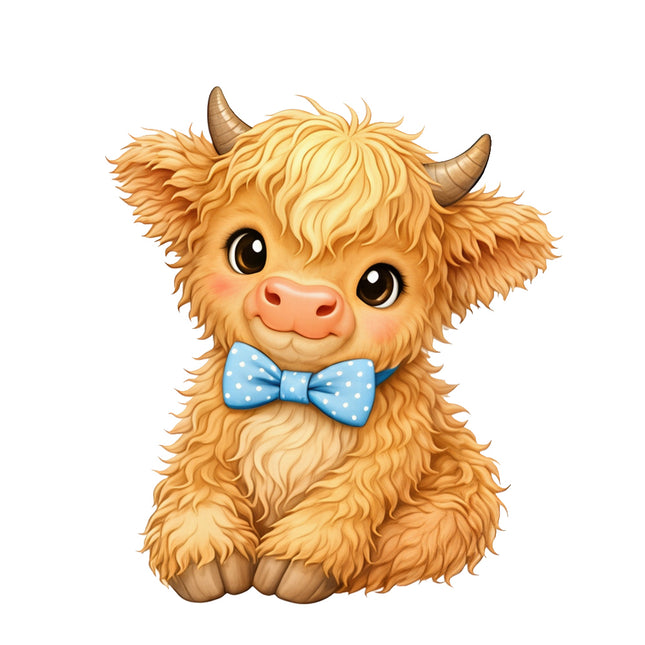 baby highland cow fabric panel