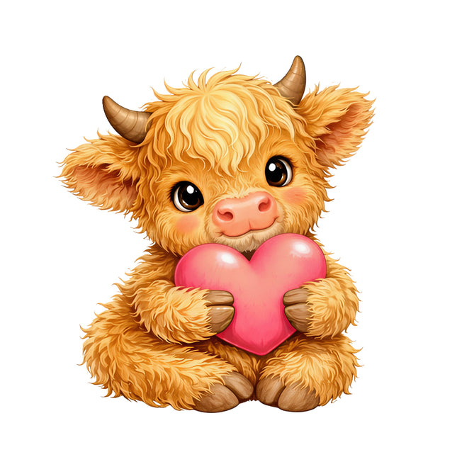 baby highland cow fabric panel