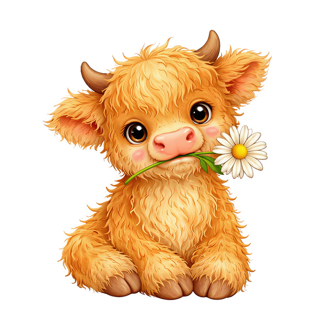 baby highland cow fabric panel