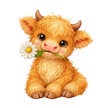 cow holding a daisy fabric panel