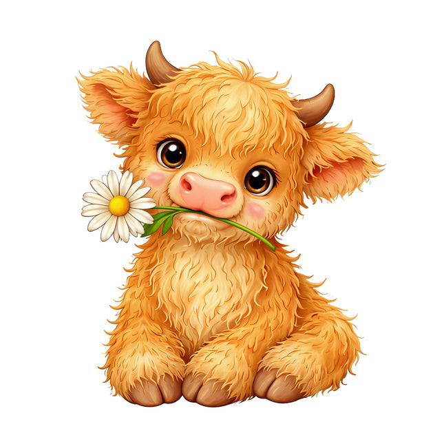 cow holding a daisy fabric panel