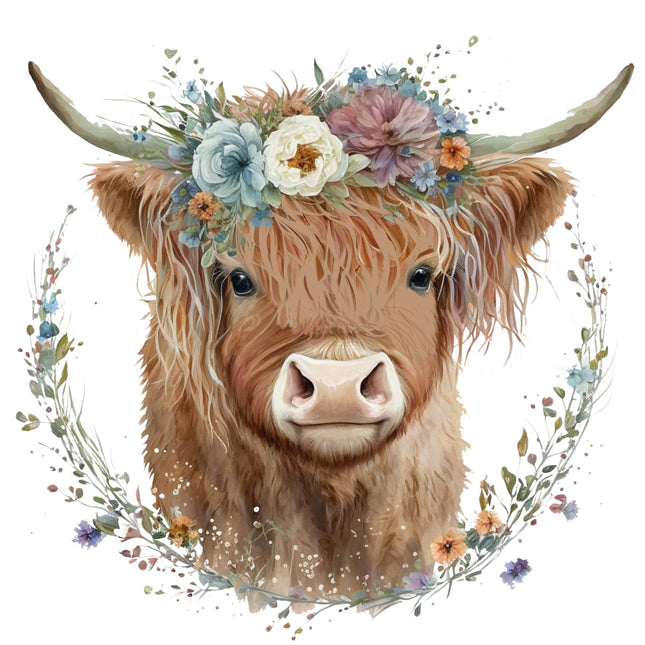 highland cow fabric panel