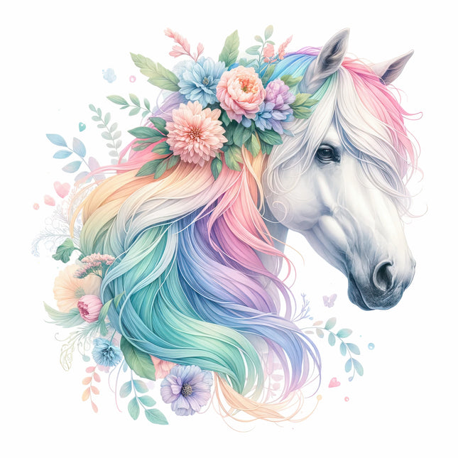 rainbow horse fabric panel