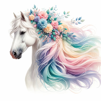 rainbow horse fabric panel