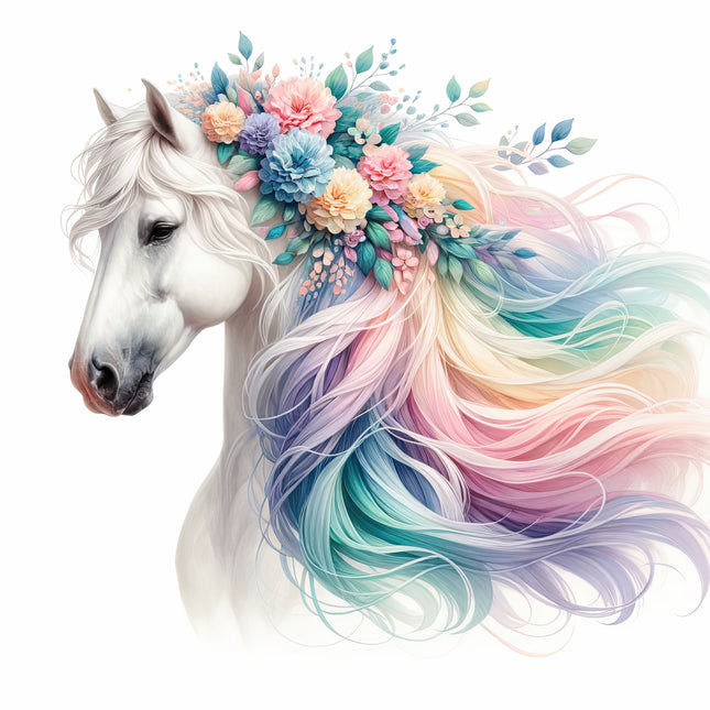 rainbow horse fabric panel