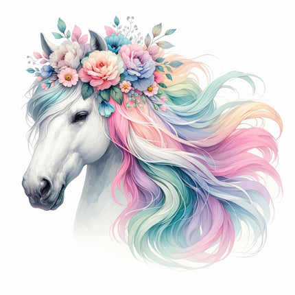 rainbow horse fabric panel