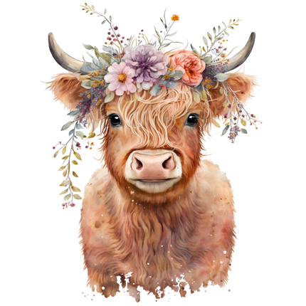 Highland Cow 100% Cotton Fabric Panel Block Quilt Square AM134