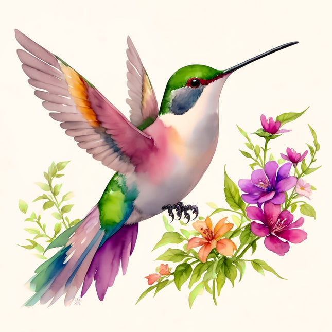 floral hummingbird fabric panel