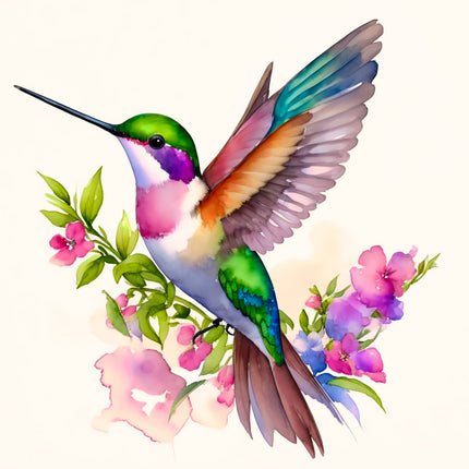 floral hummingbird fabric panel