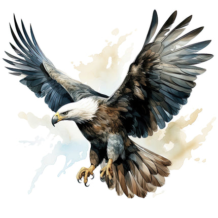 A digitally printed 100% cotton fabric panel featuring a block of an eagle in flight 
