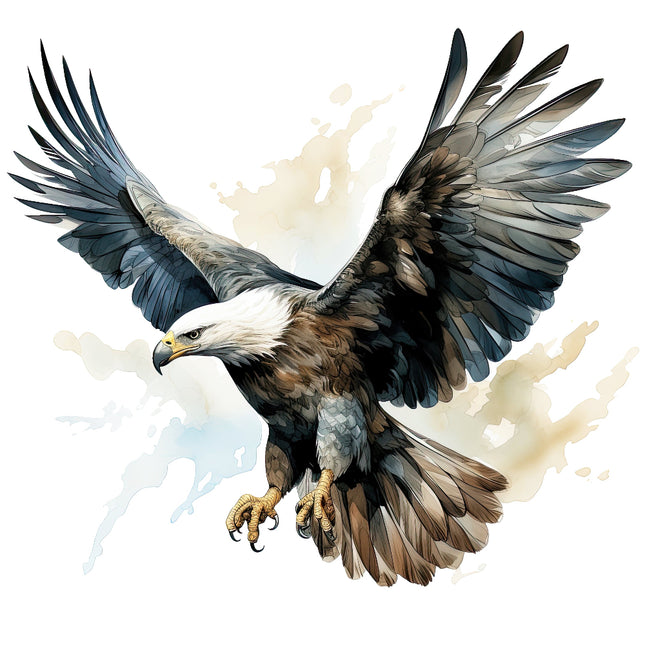 A digitally printed 100% cotton fabric panel featuring a block of an eagle in flight 