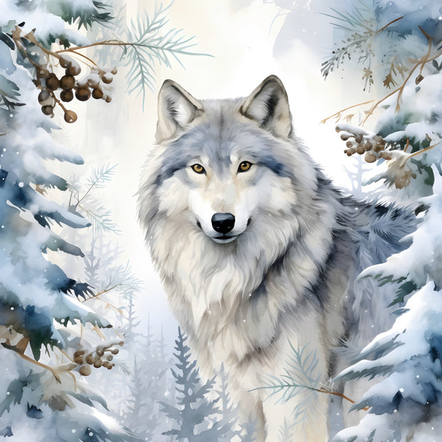 winter wolf quilt square