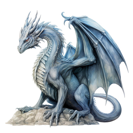 Blue dragon fabric panel