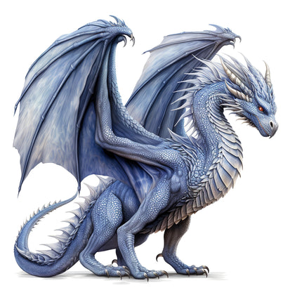 Fantasy blue dragon cotton fabric panel for quilting