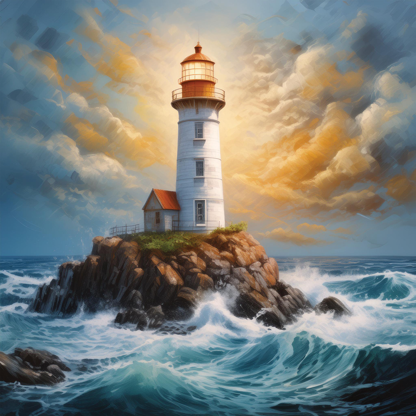 Lighthouse 100% Cotton Fabric Panel Square | Quilting Sewing Block AM2474