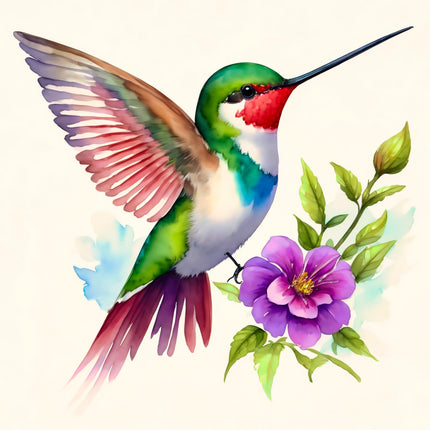 floral hummingbird fabric panel