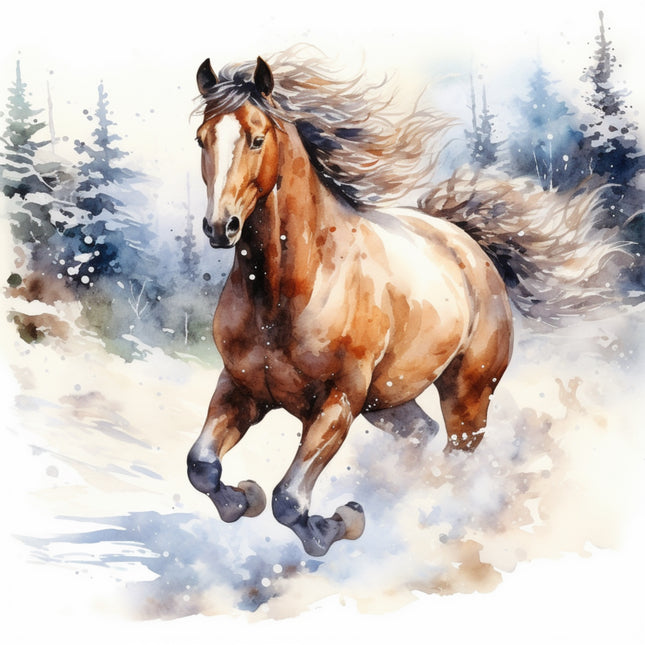 winter horse fabric panel
