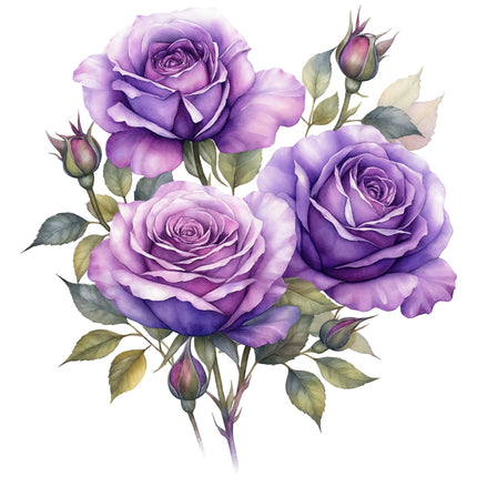 purple roses fabric panel