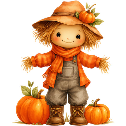 scarecrow with pumpkins quilt square