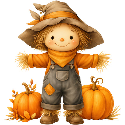 scarecrow with pumpkins quilt square