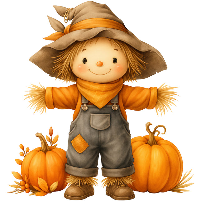 scarecrow with pumpkins quilt square