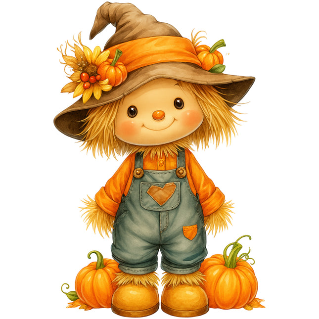 scarecrow with pumpkins quilt square