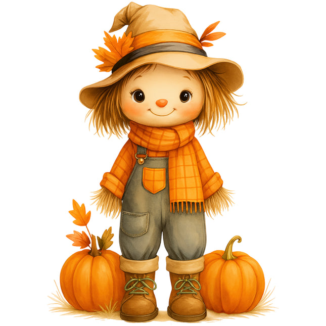 scarecrow with pumpkins quilt square