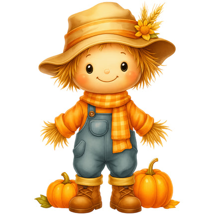 scarecrow with pumpkins quilt square