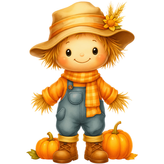 scarecrow with pumpkins quilt square