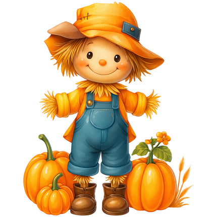 scarecrow with pumpkins quilt square