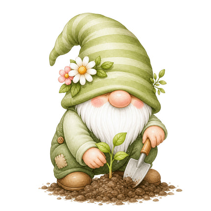 Gardening Gnome 100% Cotton Fabric Panel Block FLIP-AN1093