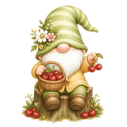 Gnome With Tomatoes 100% Cotton Fabric Panel Block AN1108