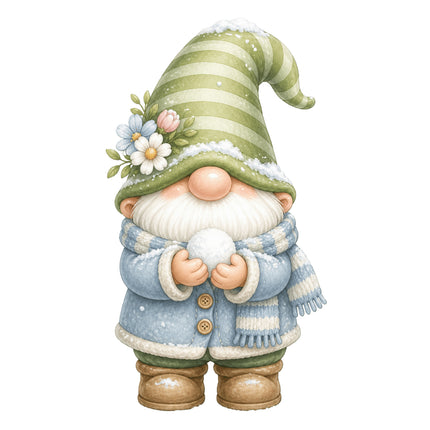 Gnome With Snowball 100% Cotton Fabric Panel Block AN1109