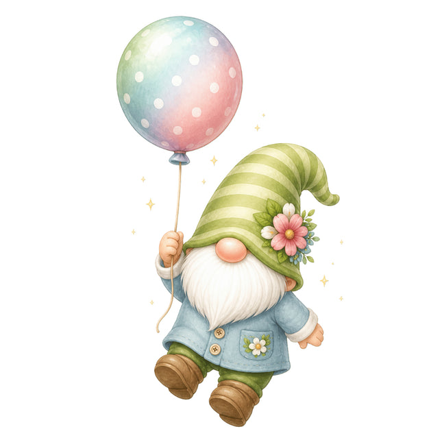 Gnome With Balloon 100% Cotton Fabric Panel Block AN1100