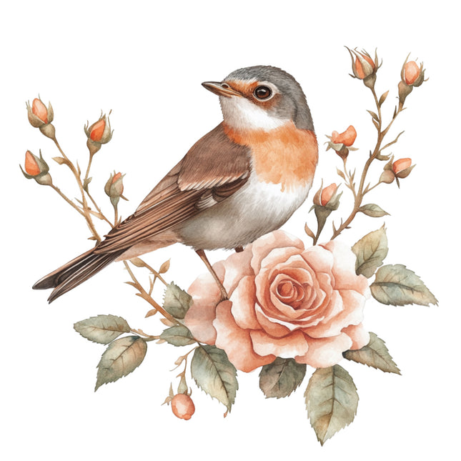 bird perched on a branch cotton quilt block