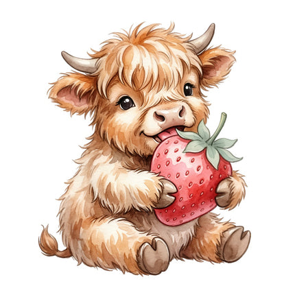 strawberry highland cow quilt square