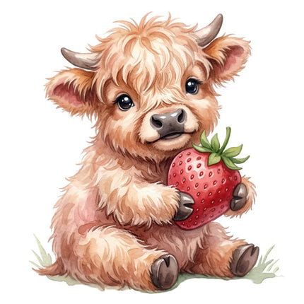 strawberry highland cow quilt block