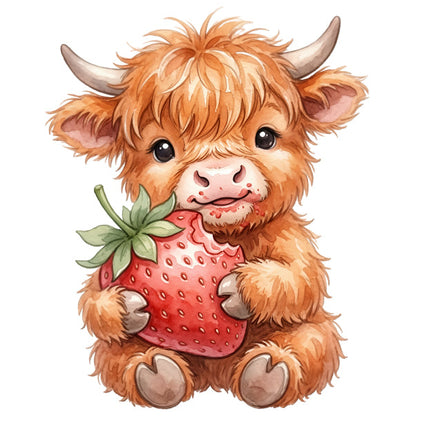 strawberry highland cow quilt block
