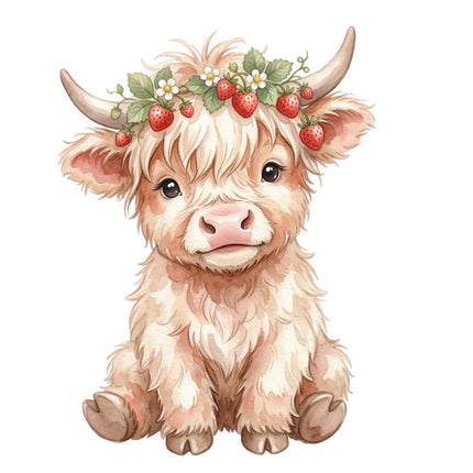 strawberry highland cow quilt block