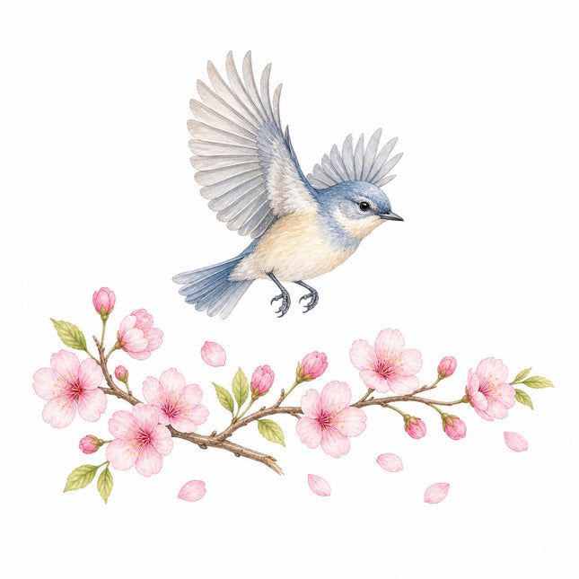 wild bird with flowers and leaves quilt square