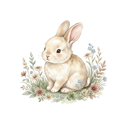 garden bunny fabric panel